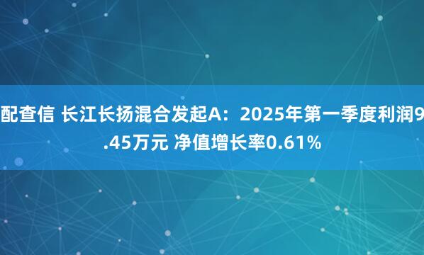 配查信 长江长扬混合发起A：2025年第一季度利润9.45万元 净值增长率0.61%